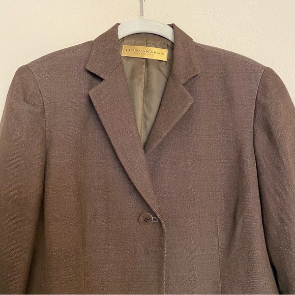 Donna Karan Brown Linen Skirt Suit Set Size 8 - Picture 7 of 16